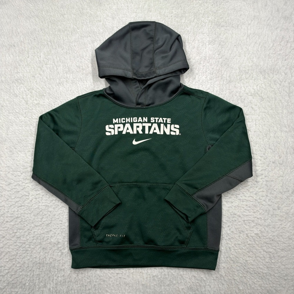 Michigan State Spartans Green Pullover Hoodie by Nike Therma Fit Youth Size 6